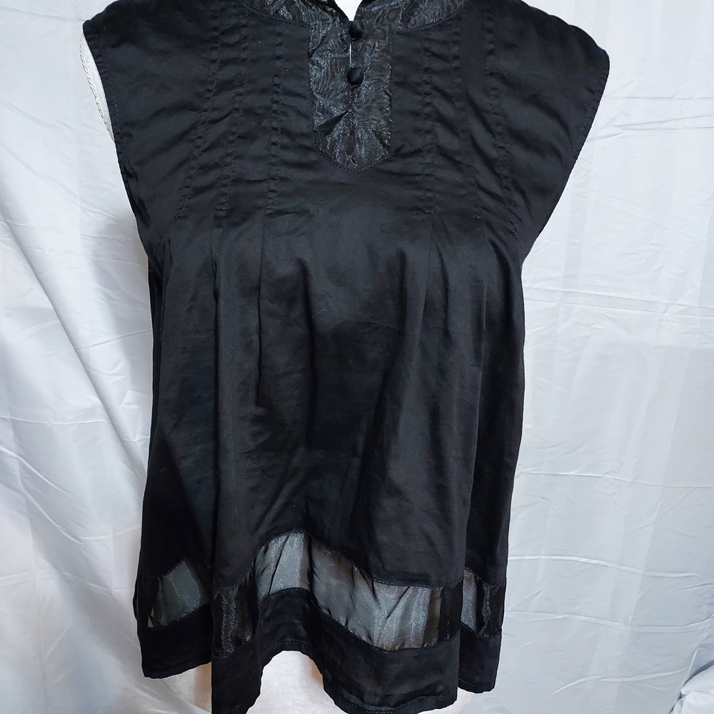 J.Renee Black Blouse with Sheer Accents